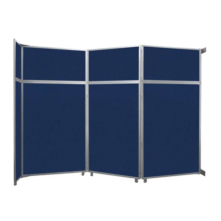 Versare Operable Wall Folding Room Divider 11'9" x 8'5-1/4" Navy Blue Fabric 1070303